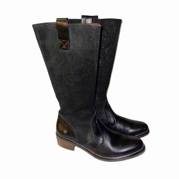 Neosens Black Leather Lace Suede Detailing Boot 38 - Picture 1 of 14